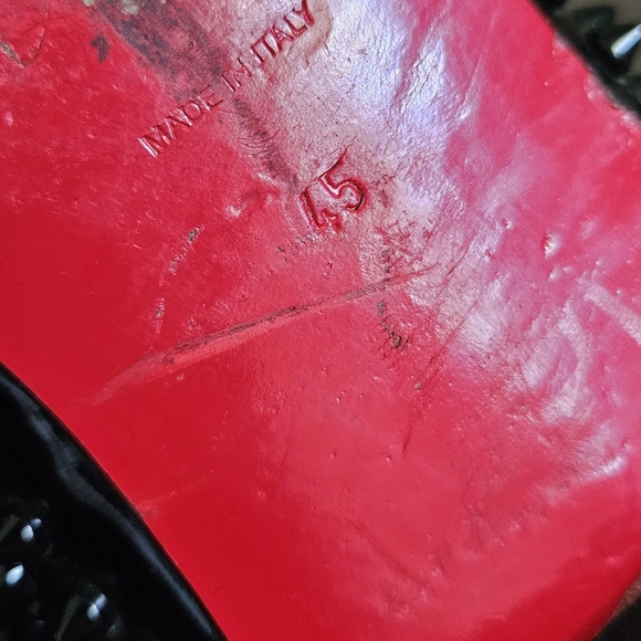 Louboutin Men's Black Dandelion Spikes Flat Patent - Size 45 US 11 - Picture 2 of 16